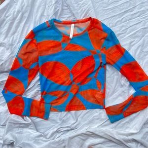 Fabletics groovy printed mesh long sleeve cover up